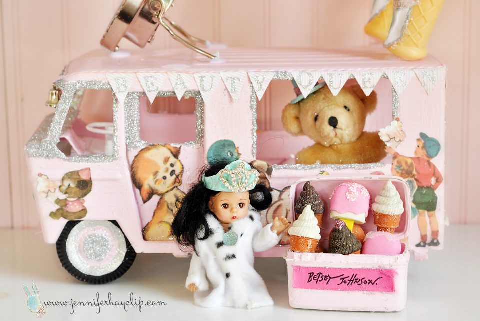 Beauty Queen Ice Cream Truck Art Clock Assemblage Jennifer Hayslip