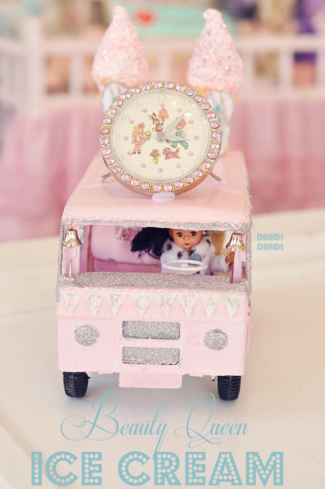 Beauty Queen Ice Cream Truck Art Clock Assemblage Jennifer Hayslip